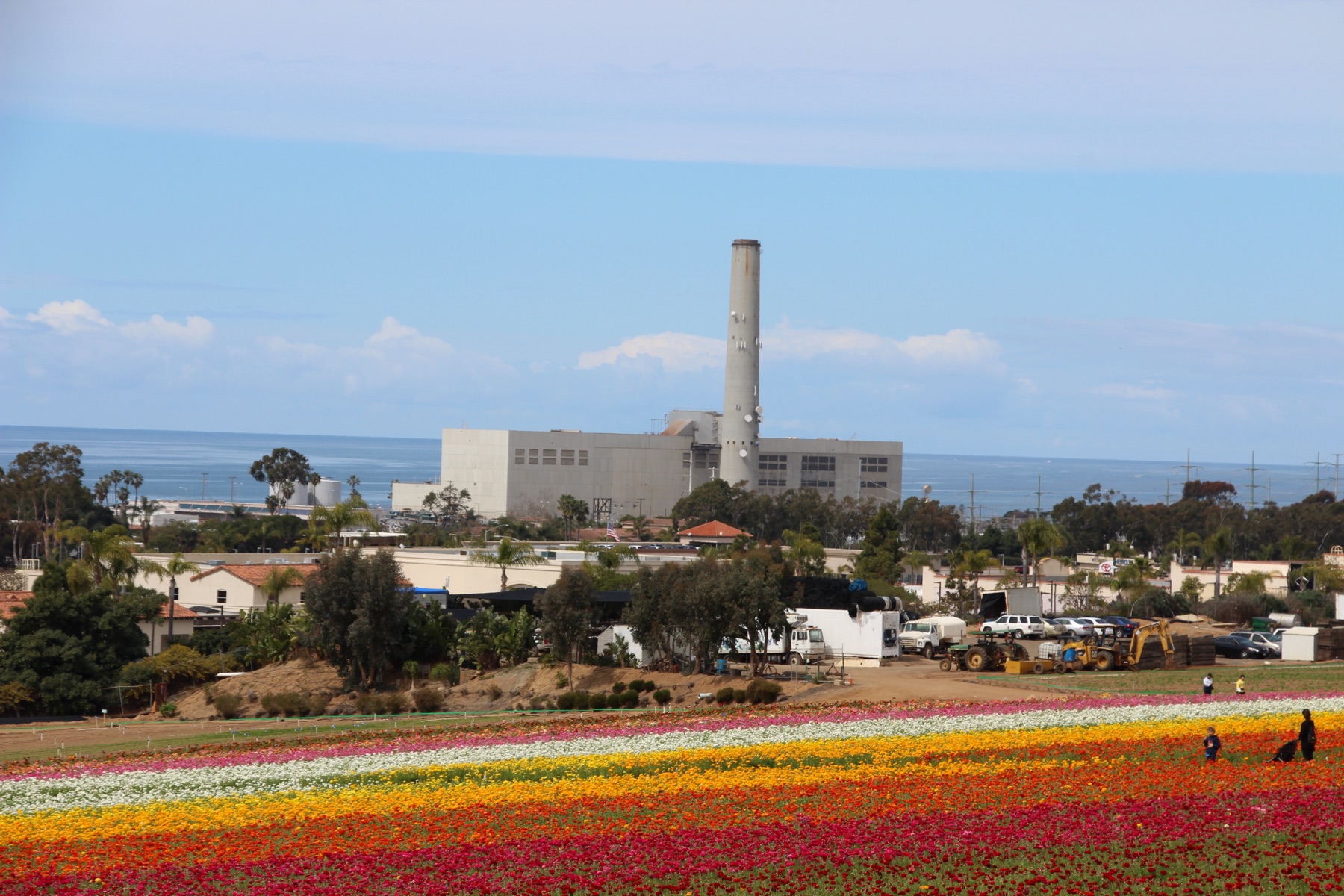 The Encina Power Station in Carlsbad, California — the ~95-acre brownfield parcel adjacent to the Bud Lewis desalination plant, photographed March 2019 shortly before demolition.